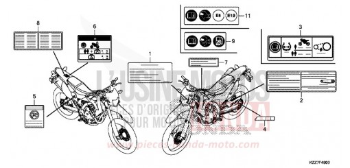 WARNETIKETT (CRF250L/LA) CRF250LAK de 2019